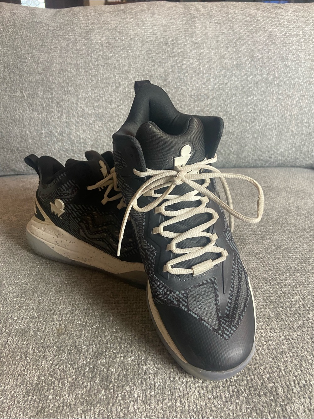 Women's Black High-Top Sneakers with Cream Laces size 8 1/2